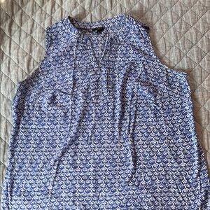 Talbots Blue and White Sleeveless Blouse
